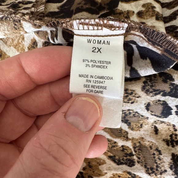 Roz‎ & Ali Women's Open Front Leopard Print Kimono Tunic Top Size 2X Pockets - Picture 10 of 12